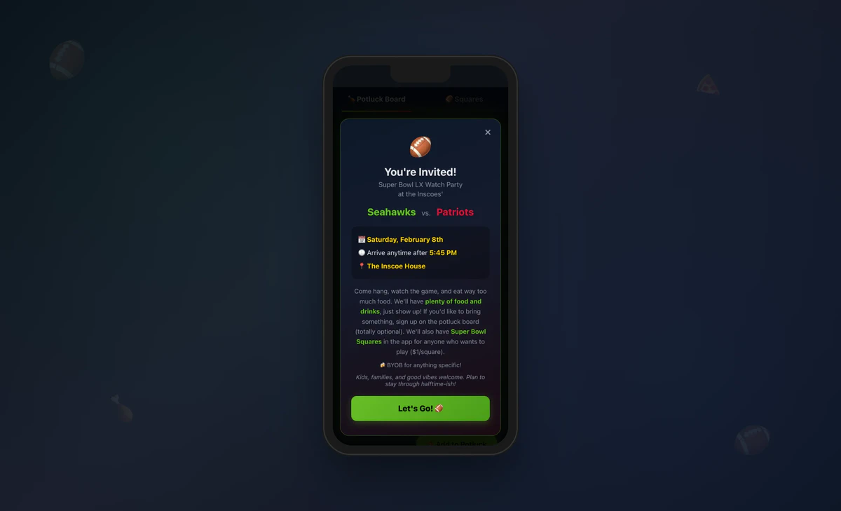 Super Bowl Party App