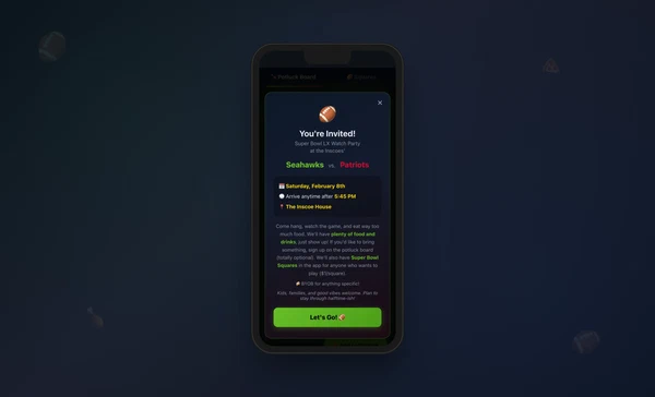 Super Bowl Party App